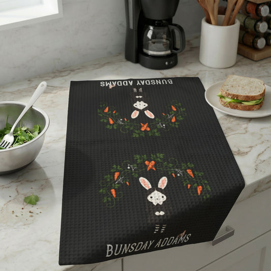 Bunsday Addams Waffle Weave Kitchen Towel (Black)