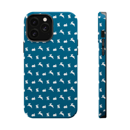 Playing Bunnies Magnetic Phone Case (Vibrant Blue)