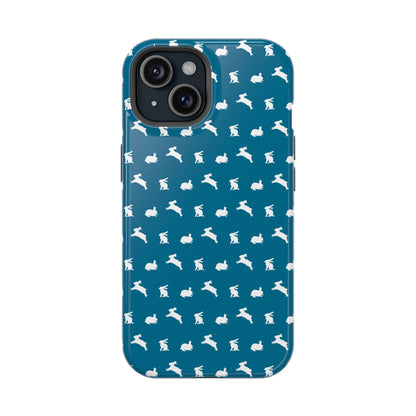 Playing Bunnies Magnetic Phone Case (Vibrant Blue)