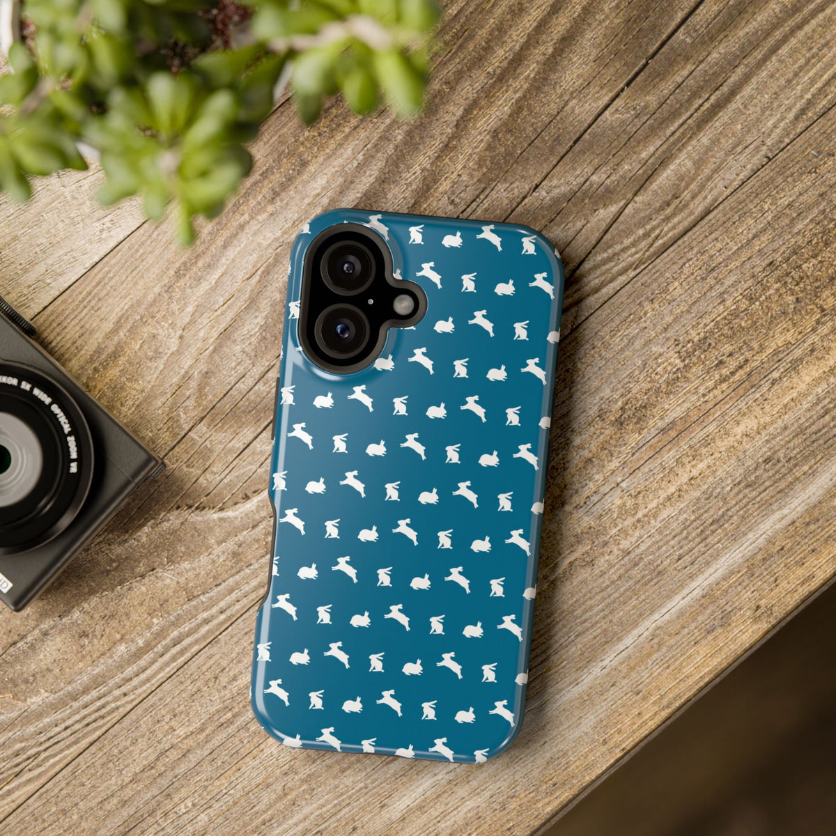 Playing Bunnies Magnetic Phone Case (Vibrant Blue)