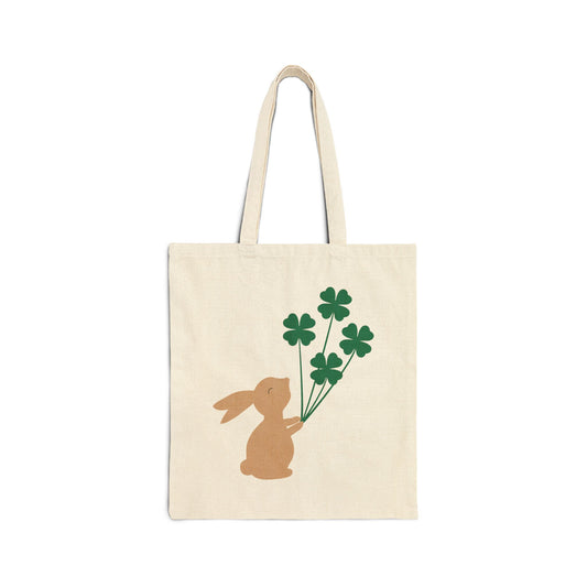 Shamrock Bunny Canvas Tote Bag