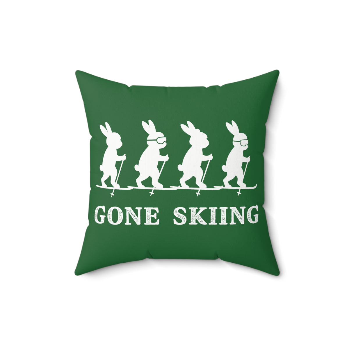 Gone Skiing 16" x 16" Throw Pillow (Green)