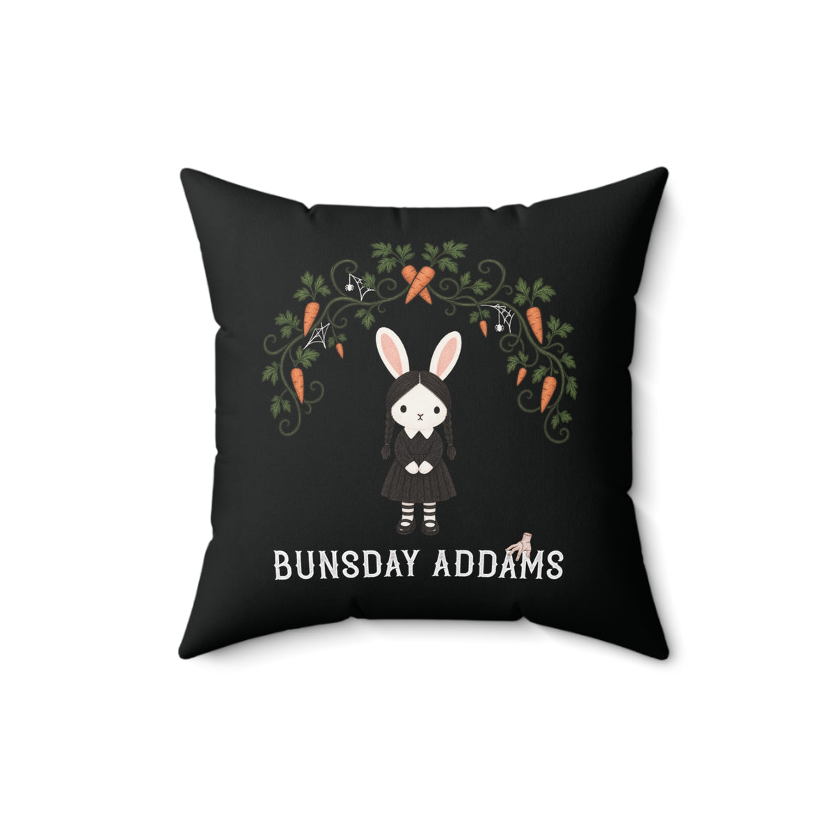 Bunsday Addams 16" x 16" Throw Pillow (Black)